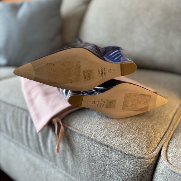 👠 Stuart Weitzman Lucite Boots size 7 thigh high boots deep plum color - Picture 7 of 9